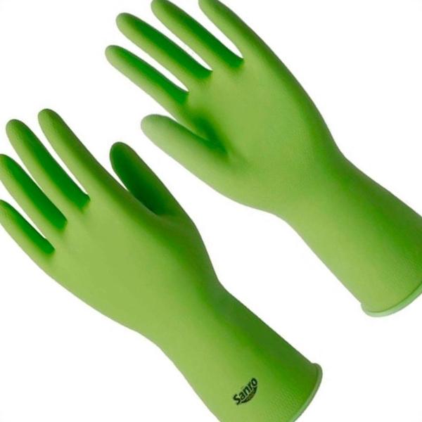 Imagem de Luva Borracha Sanro Forrada Antiderrapante Top Verde P - Kit C/10 Pares