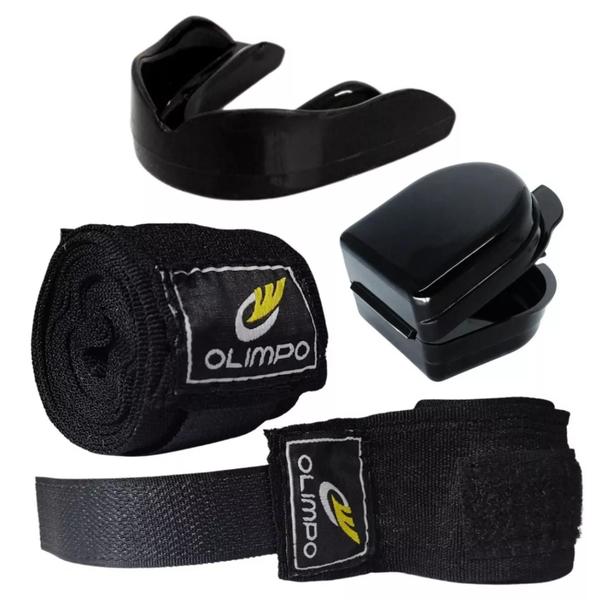 Luva Boxe Muay Thai + Bandagem + Bucal + Case Olimpo Esportes Imagem de Luva Boxe Muay Thai + Bandagem + Bucal + Case Olimpo Esportes