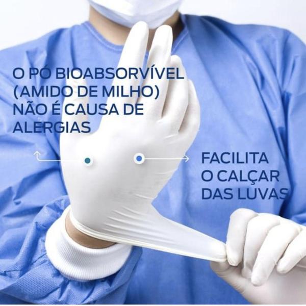 Imagem de Luva Branca Lisa Látex Descartável C Pó 100Un Supermax Tam G