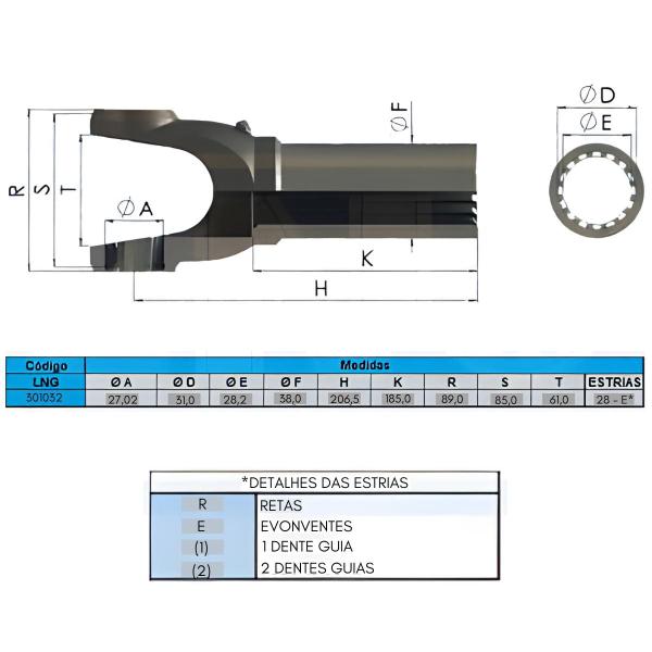 Imagem de Luva Cardan Dart/ F100/ 1000/ Pick-Up 28 Estrias