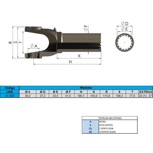 Imagem de Luva Cardan F250/ F350/ 5.140/ 70c16/ Daily70c16hd 20 Estrias