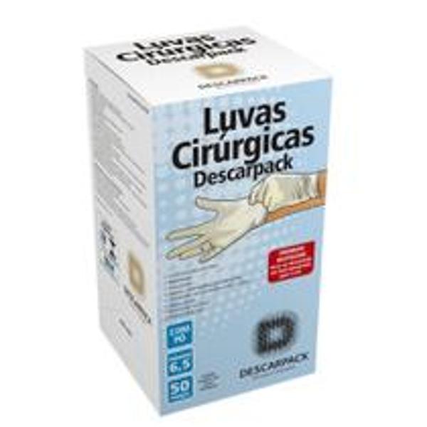 Imagem de Luva cirurgica com pó descarpack tamanho 7.0 kit c/ 50 pares