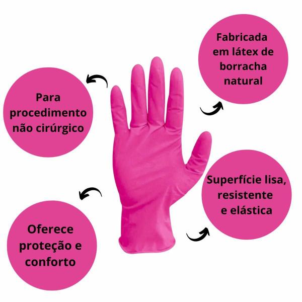 Luva Com Pó Unigloves Clássico Pink Tam:g C/100un Imagem de Luva Com Pó Unigloves Clássico Pink Tam:g C/100un