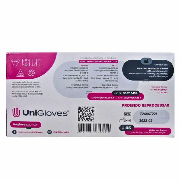 Luva Com Pó Unigloves Clássico Pink Tam:g C/100un Imagem de Luva Com Pó Unigloves Clássico Pink Tam:g C/100un