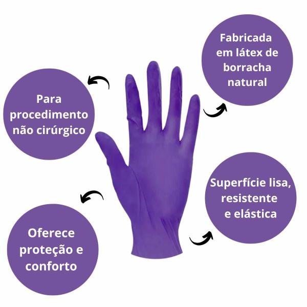 Luva Com Pó Unigloves Clássico Purple Tam:ep C/100un Imagem de Luva Com Pó Unigloves Clássico Purple Tam:ep C/100un