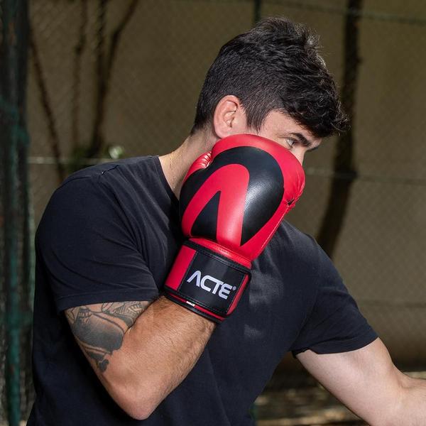 Imagem de Luva De Boxe E Muay Thai Vermelho e Preto 10oz Acte Sports