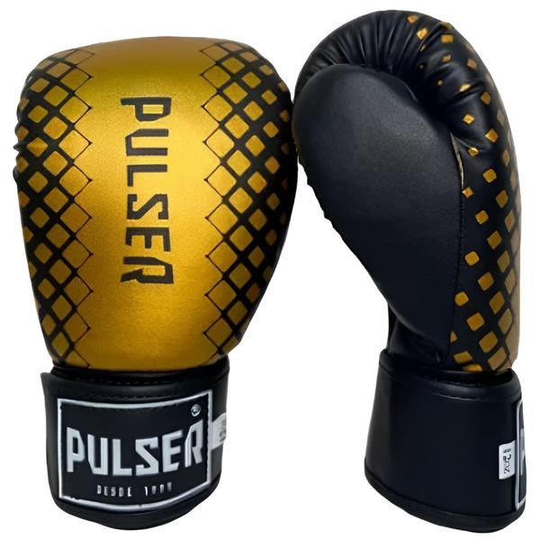 Luva De Boxe Muay Thai Kickboxing Evolution Preto e Dourado Pulser Fight Imagem de Luva De Boxe Muay Thai Kickboxing Evolution Preto e Dourado Pulser Fight