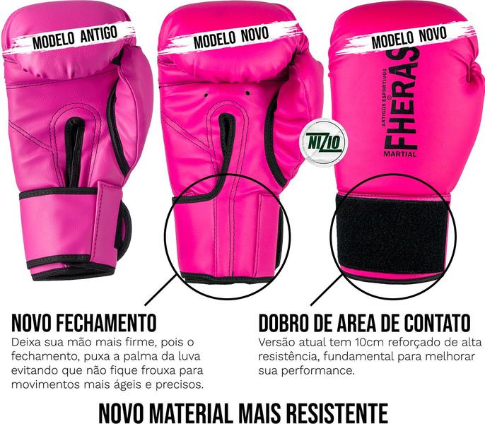 Imagem de Luva de Boxe Muay Thai MMA 10oz Rosa Fheras