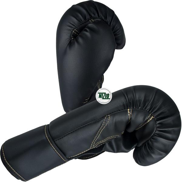 Imagem de Luva de Boxe Muay Thai MMA Pro Black Golden Fheras 8Oz