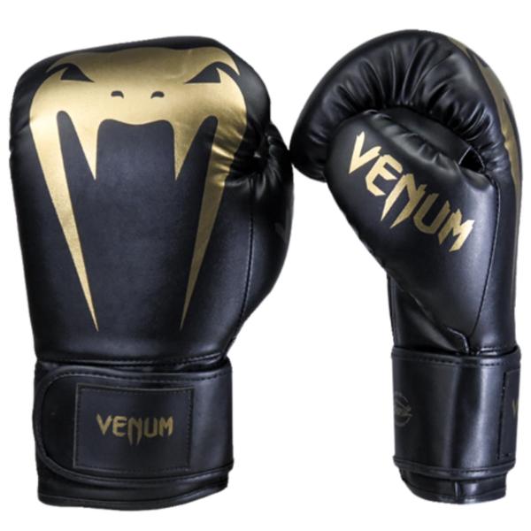 Imagem de Luva de boxe muay thai venum giant full logo pro black gold