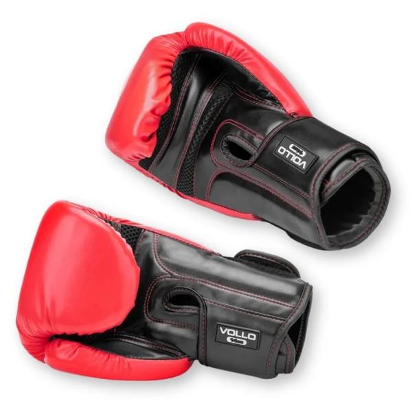 Imagem de Luva de Boxe Training 10oz Vollo Muay Thai, Kickboxing, Treinamento Vermelha e Preta  Vollo Sports 