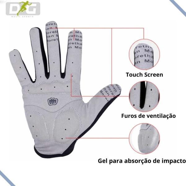 Imagem de Luva De Ciclismo  Dedo Longo, Touch, tiras autocolantes E  Gel