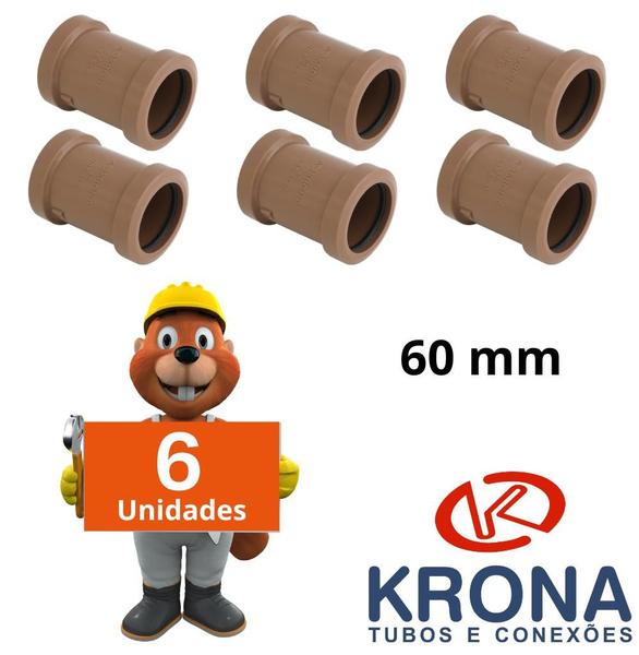 Imagem de Luva de correr soldável pvc tubo cano 60mm kit 6 peças