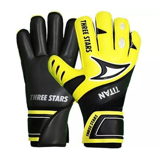 Imagem de Luva De Goleiro Futebol Camp Three Stars Titan Preto/Amarelo