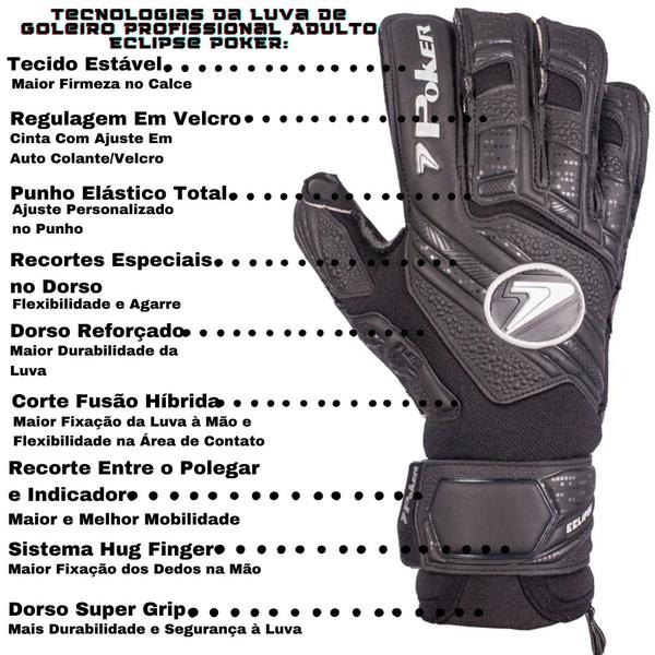 Imagem de Luva de Goleiro Futebol de Campo Profissional Poker Eclipse