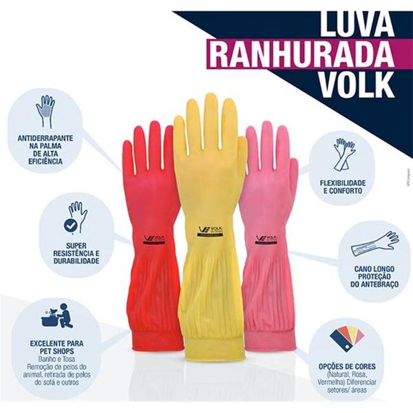 Luva de Látex Longa Rosa Ranhurada 40 CM Volk CA 36368 Imagem de Luva de Látex Longa Rosa Ranhurada 40 CM Volk CA 36368