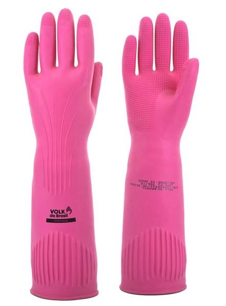Luva de Látex Longa Rosa Ranhurada 40 CM Volk CA 36368 Imagem de Luva de Látex Longa Rosa Ranhurada 40 CM Volk CA 36368