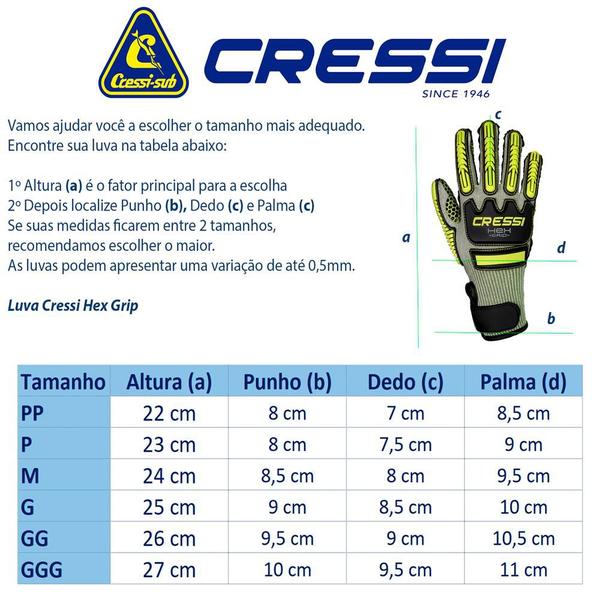 Imagem de Luva de Neoprene para Mergulho Cressi Hex Grip