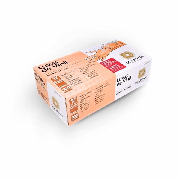 Luva de procedimento de vinil g com pó (c/100) - descarpack Imagem de Luva de procedimento de vinil g com pó (c/100) - descarpack