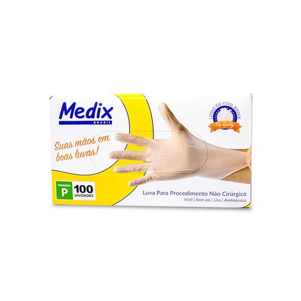 Luva de Procedimento Vinil sem Pó Tam P com 100 und. - Medix Imagem de Luva de Procedimento Vinil sem Pó Tam P com 100 und.