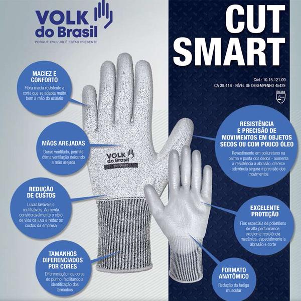 Luva de Proteção Anticorte com PU Cut Smart - Volk Imagem de Luva de Proteção Anticorte com PU Cut Smart - Volk