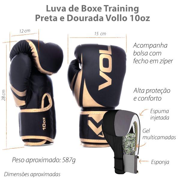 Imagem de Luva de Treino Para Boxe & Muay Thai Oz Profissional Macia Vollo