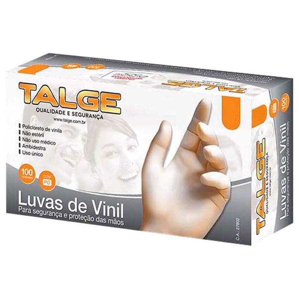 Luva de Vinil Com Pó Grande Talge 100 Unidades Imagem de Luva de Vinil Com Pó Grande Talge 100 Unidades