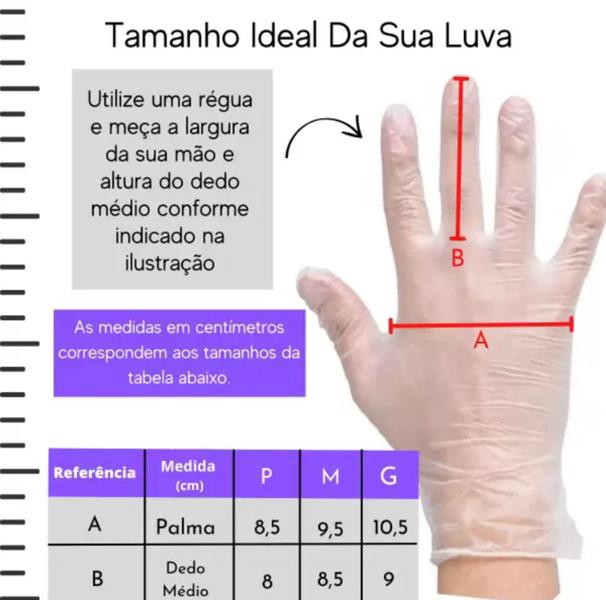 Imagem de Luva de Vinil sem pó tamanho P (kit com 500 unid) INOVEN