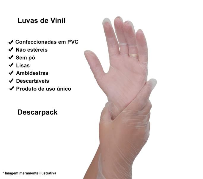 Imagem de Luva De Vinil Transparente Sem Pó Descarpack 100un Tam. PMG