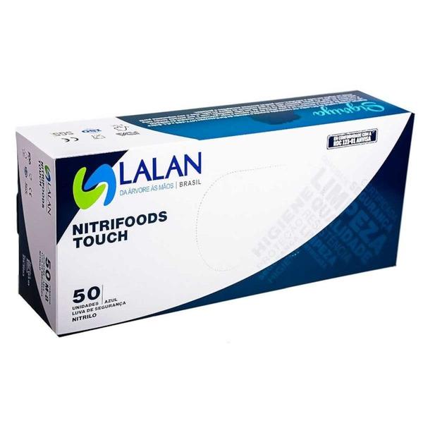 Luva Descartável Nitrilica Azul Tam.G com 50 peças 12123090109 - Lalan Imagem de Luva Descartável Nitrilica Azul Tam.G com 50 peças 12123090109 - Lalan