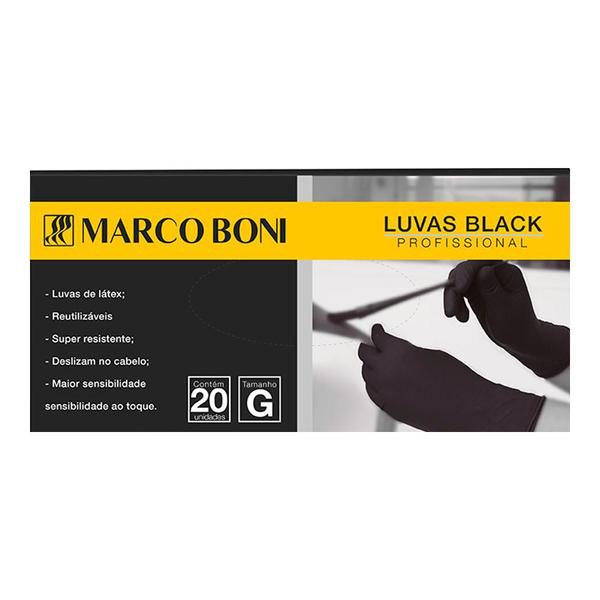 Luva Descartável Preta Tamanho G Com 20 Unidades Marco Boni Imagem de Luva Descartável Preta Tamanho G Com 20 Unidades Marco Boni
