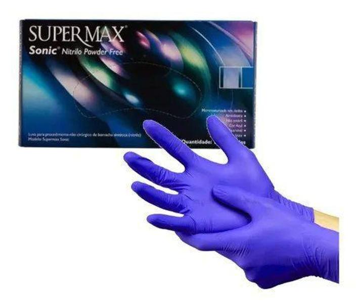 Imagem de Luva Descartável Sonic Azul Roxa S/pó Supermax 100un tam XG