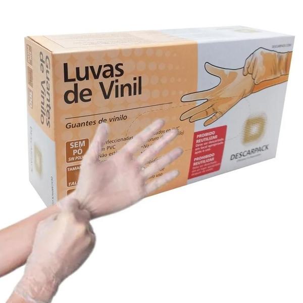 Luva Descartavel Vinil Sem Po Transparent G C/100 Descarpack Imagem de Luva Descartavel Vinil Sem Po Transparent G C/100 Descarpack