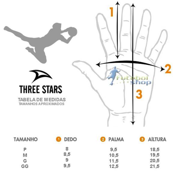 Imagem de Luva Goleiro Futebol Campo Three Stars Kick - Palma Preta