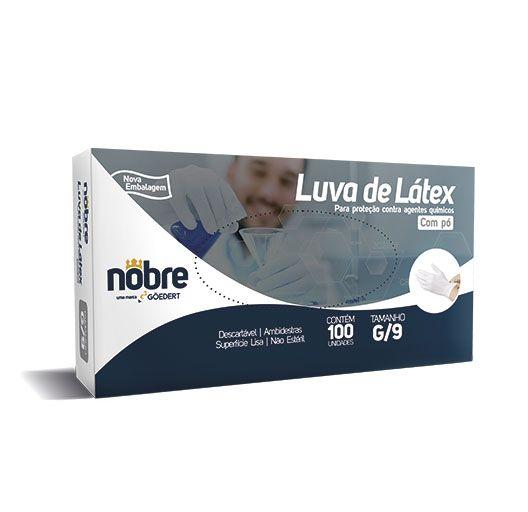 Imagem de Luva latex c/po G - protecao contra agentes quim. c/100unid LLCPAQ CA 40956 - Nobre