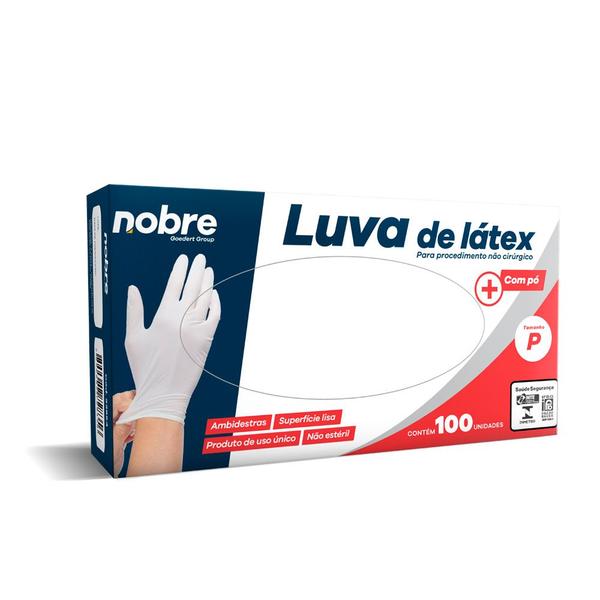 Imagem de Luva latex c/po p/ proced. nao cirurgico c/100unid. (nao esteril) "P" LLCPNC CA 47914 - Nobre