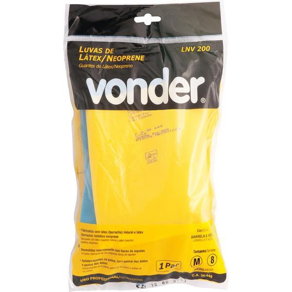 Imagem de Luva latéx neoprene m amarelo/Azul ca34449 - Vonder