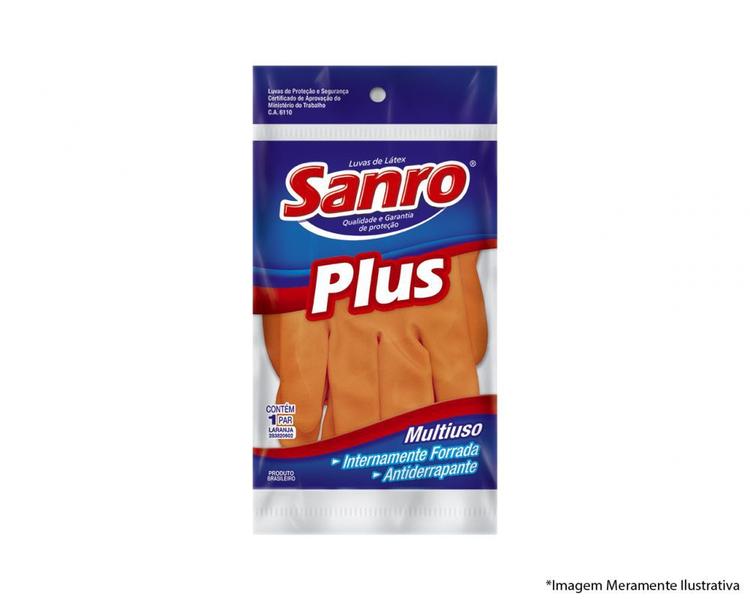 Luva Latex Sanro Forr Plus Laranja C G Blister c/10pcs Imagem de Luva Latex Sanro Forr Plus Laranja C G Blister c/10pcs