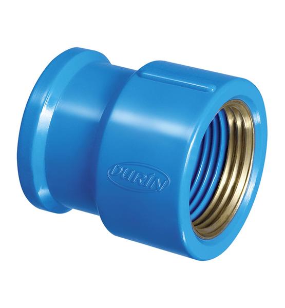 Imagem de Luva Liso Roscável Azul Com Bucha De Latão Com Bitola De 25mm X 3/4" Durín