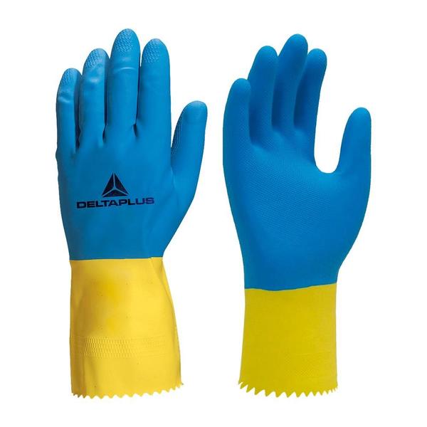 Imagem de Luva Neoprene Azul/Amarelo Tamanho 8" (Pol) Deltaplus