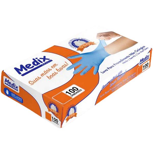 Luva Nitrílica Medix - Azul - Tamanho G - Caixa com 100 unidades Imagem de Luva Nitrílica Medix - Azul - Tamanho G - Caixa com 100 unidades