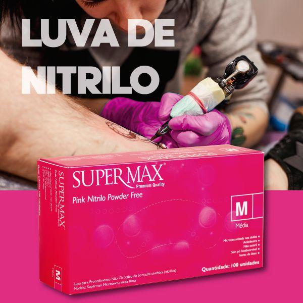 Imagem de Luva Nitrílica Rosa Pink Sem Pó Com 100 Unidades