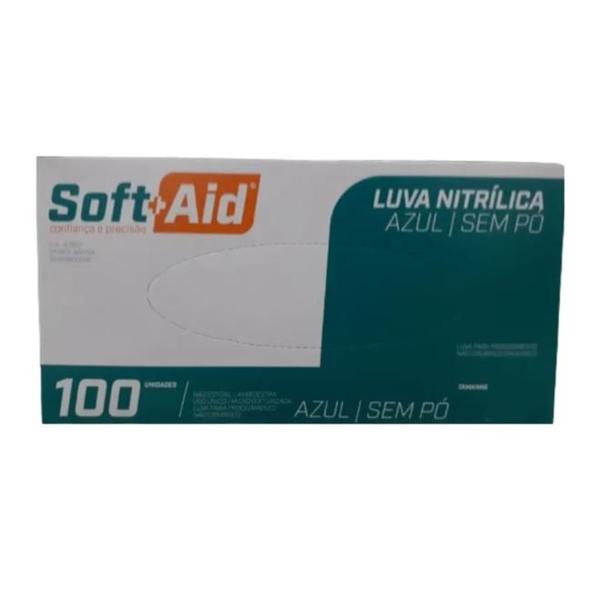 Imagem de Luva Nitrílica Sem Pó Azul P - 100 Unidades - Soft Aid