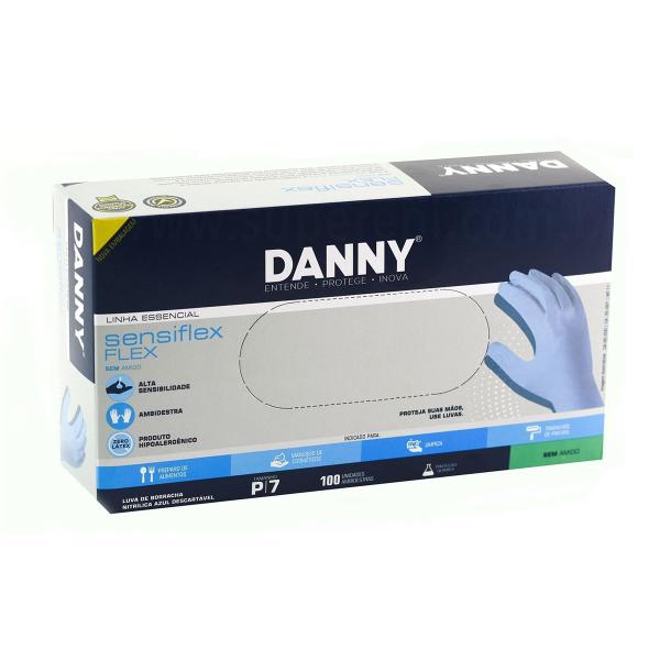 Imagem de Luva Nitrílica Sensiflex Flex Danny CX/100 DA-90200-A CA 42979