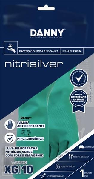 Imagem de Luva Nitrisilver Danny Verde Nitrílica Com Forro Verniz Silver Antialérgica DA-36400 CA 44058