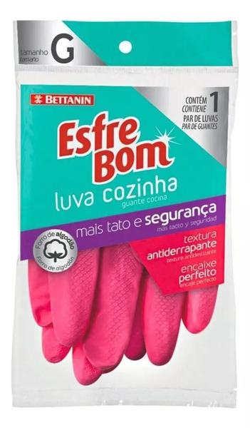 Imagem de Luva Para Cozinha Látex Rosa Grande Esfrebom Bettanin G