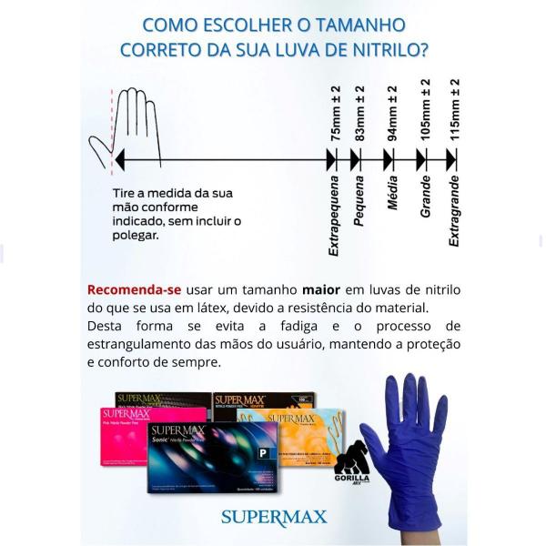 Imagem de Luva Procedimento Nitrílica sem Pó Sonic c/100UN Supermax - Tam. XG