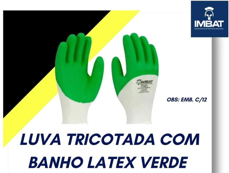 Imagem de Luva  tricotada com banho , palmar em latex ,  kit 12 pr imbat