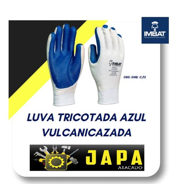 Imagem de Luva tricotada palma borracha azul  vulcanizada 01 pr imbat