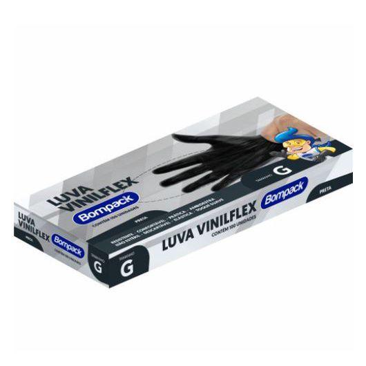 Imagem de Luva  viniflex descartavél  preta  sem pó  bompack 100 un.